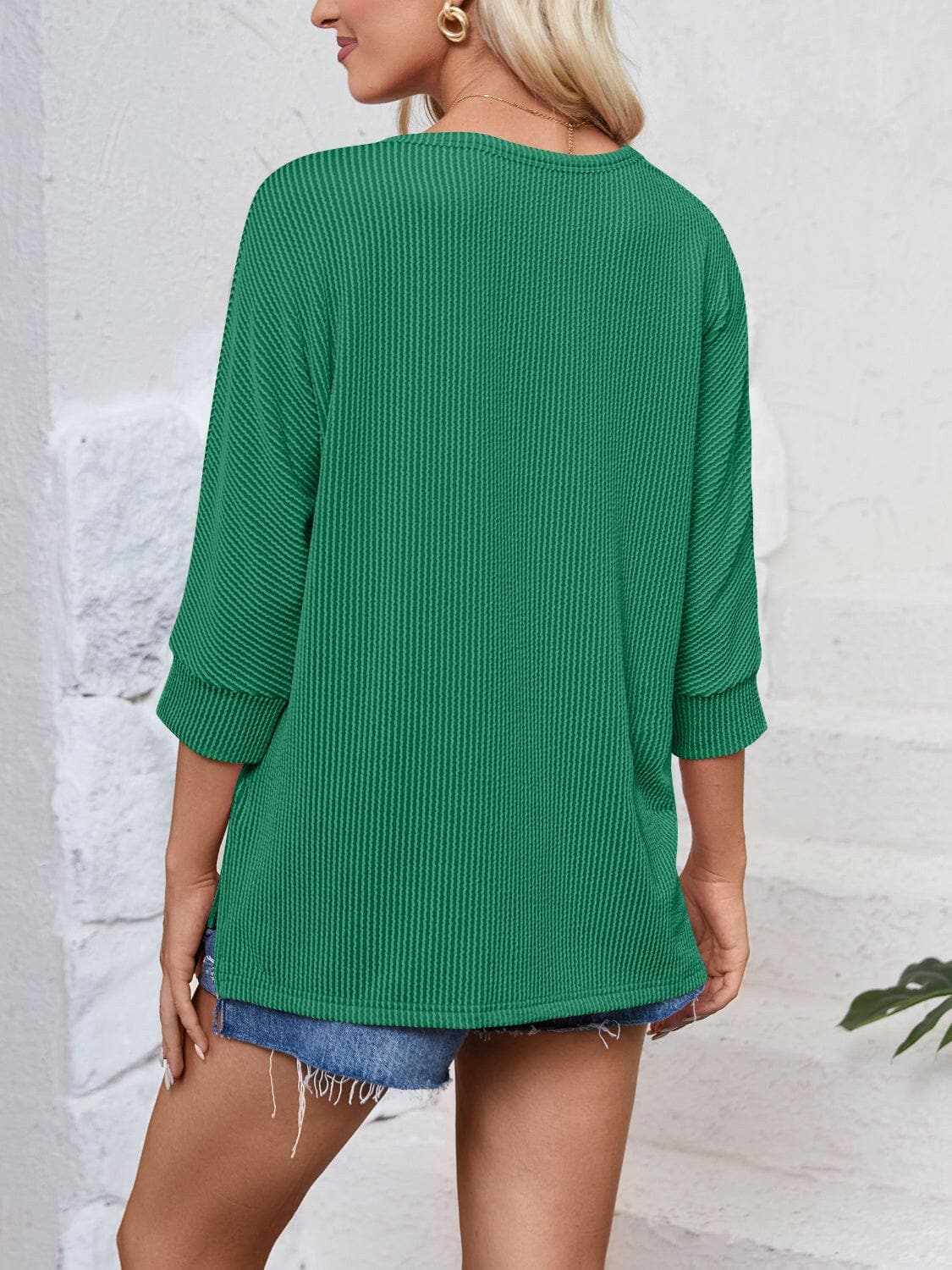 Textured 3/4 sleeve blouse - Love Salve